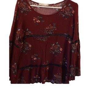 🎊3 FOR $10    BLUENOTES WOMENS  LARGE FLORAL PLUM CARDIGAN